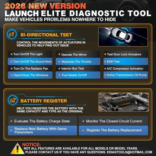 Vista 3 de Escáner LAUNCH Creader Elite OBD2 2025 para Honda Acura, herramienta de escaneo de diagnóstico bidireccional de sistema completo, lector de código