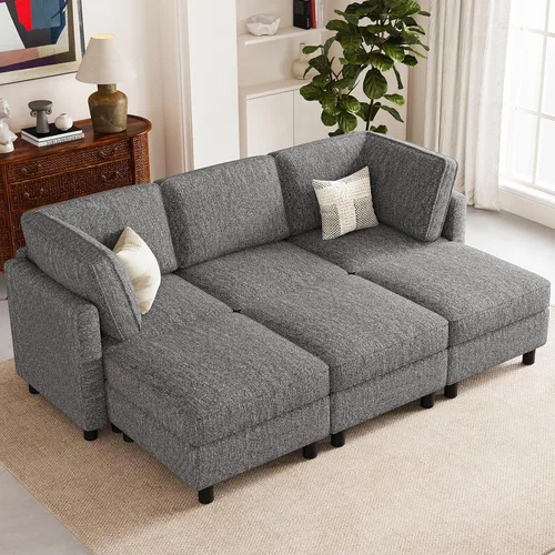 Vista 28 de Belffin - Sofá cama modular de 110.2 pulgadas, 12 asientos, color beige