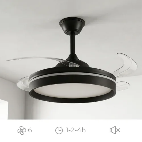 Vista 13 de Ventilador de Techo con Luz LED, 4 Aspas Retráctiles y Mando a Distancia InnovaGoods