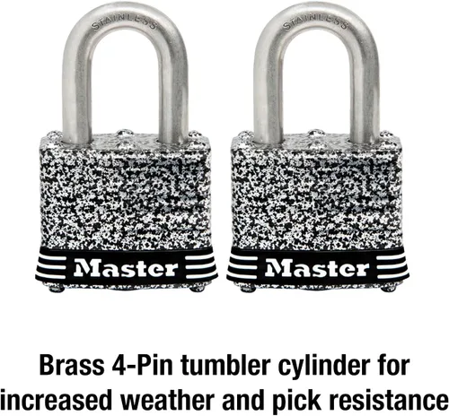 Vista 4 de Master Lock 3SST Candado de acero inoxidable para exteriores con llave, paquete de 2 llaves iguales