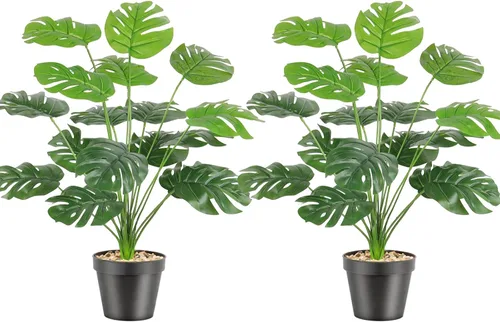 Vista 9 de Juego de 2 plantas artificiales de palma areca en macetas Planta de palma areca