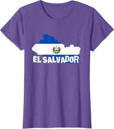 Vista 23 de Camiseta con la bandera de El Salvador, mapa de El Salvador, camiseta de Salvador para mujer, Negro