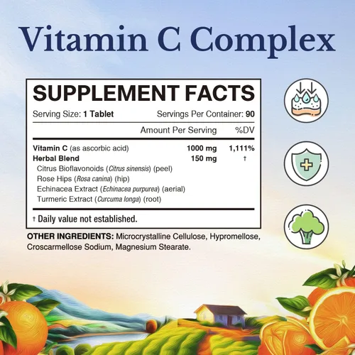 Vista 2 de Vitalitown Suplemento Complejo de Magnesio 500mg y Complejo de Vitamina C 1000mg