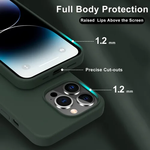 Vista 4 de bemal Funda para iPhone 14 Pro con protector de pantalla, silicona líquida de ajuste delgado, forro de microfibra suave, diseñada para mujeres