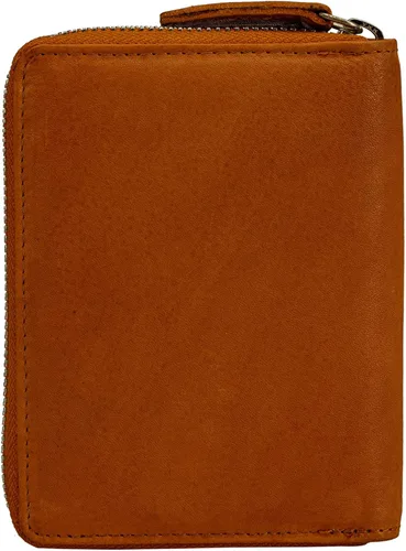 Vista 2 de FINELAER Cartera pequeña de piel mostaza para mujer con bolsillo para monedas Mostaza Cartera