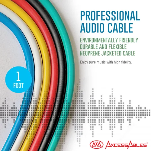 Vista 3 de AxcessAbles 1/4" TRS a 1/4" TRS - Cables de conexión estéreo equilibrados (6 unidades, 1 pie)