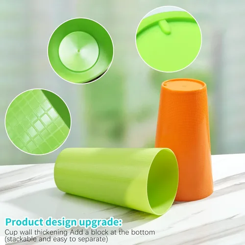 Vista 6 de Vasos de plástico de 35 onzas, vasos reutilizables para beber, juego de 12 vasos multicolor irrompibles, sin BPA, aptos para microondas
