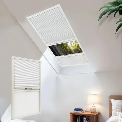 Vista 8 de Persianas de tragaluz con bloqueo de luz para techo, persianas celulares sin cables, aislamiento térmico, persianas de panal para techo, ventanas
