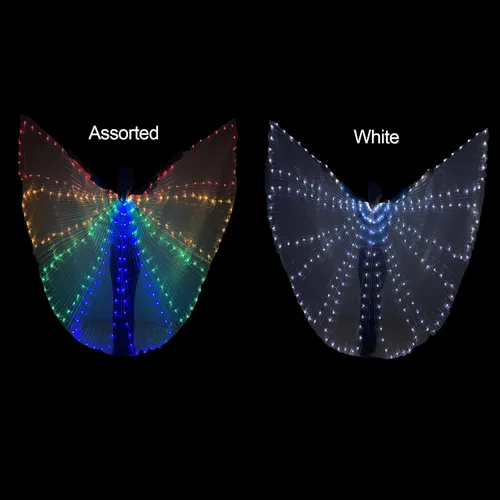 Vista 9 de TOPINCN Alas de mariposa iluminadas LED de ISIS, alas luminosas de danza del vientre, disfraces para actuaciones escénicas, fiestas (de colores)