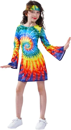 Vista 2 de Vestido hippie niña niños 60s 70s flor poder trajes