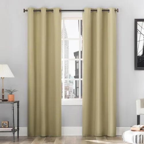 Vista 13 de Sun Zero Cyrus - Par de paneles de cortinas térmicas 100% opacas con ojales Cacao