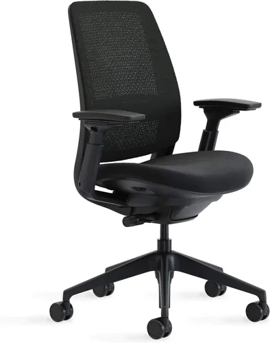Vista 5 de Silla de oficina Steelcase Serie 2, marco de grafito, Cogent Connect Aubergine, ruedas para piso duro