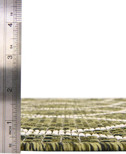 Vista 2 de Unique Loom Outdoor Trellis Collection - Alfombra de área (10 pies, redonda, verde/marfil)