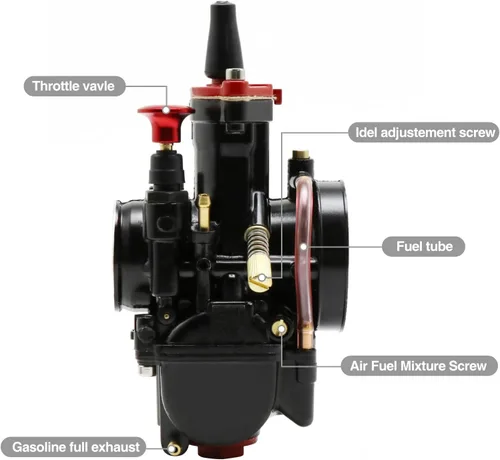 Vista 9 de Carburador PWK de 21 mm, carburador de carreras universal para motores de 2T y 4T de 50 cc a 100 cc, motocicletas, scooters, motos de cross, ATV