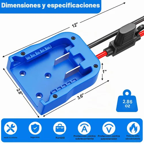 Vista 6 de Crivnhar Power Wheels - Adaptador de batería compatible con baterías Kobalt de 24 V Max, terminales de cable de calibre 14 con protección