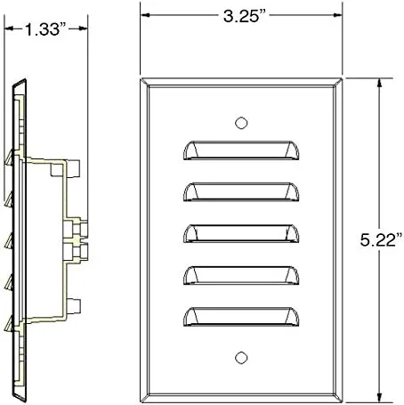 Vista 3 de MarsLG 36ST52BSx6 - Luz de paso LED de voltaje de línea de 120 V con placa frontal vertical con listones de latón macizo en acabado de latón antiguo