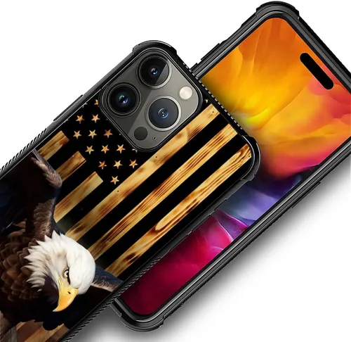 Vista 263 de Funda compatible con iPhone 8, a prueba de golpes, antiarañazos, bandera de ciervos de cola blanca de grano de madera estadounidense