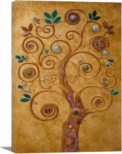Vista 7 de VOCBAN Tree of Life Wall Art The Picture Artwork Canvas Prints Tree Pictures Poster Retro Artwork for Bedroom Living Room Home Decoration(blue blue