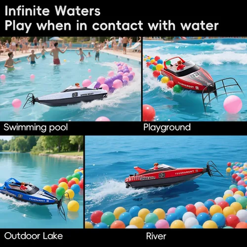 Vista 5 de ANTSIR Barco a control remoto para piscina y lago luces LED de 120 minutos