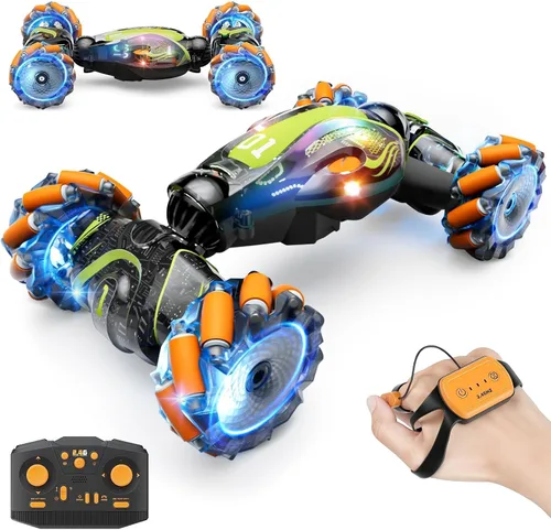 Vista 8 de Gigilli Auto de acrobacias RC con detección de gestos para niños de 8 a 12 años, autos RC para niños, juguetes de giro y deriva con luces de música