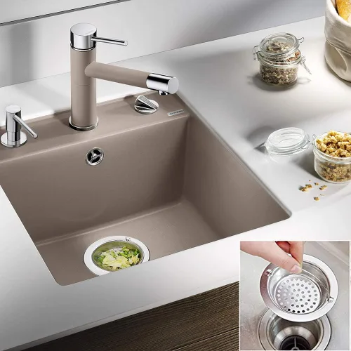 Vista 5 de Paquete de 2 coladores para fregadero de cocina con asa, acero inoxidable de alta calidad, tapón de eliminación de basura para fregadero de cocina