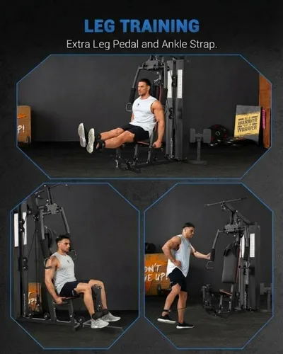 Vista 3 de Equipo multifuncional de gimnasio en casa, estación de entrenamiento de pila de peso de 150 libras para entrenamiento de fuerza de cuerpo completo