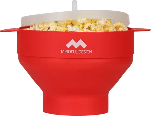 Vista 9 de El original Mindful Design - Palomitero plegable para microondas, recipiente de silicona, sin BPA y apto para lavavajillas (Negro)