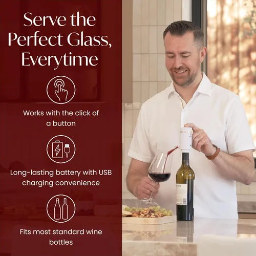 Vista 4 de Vin Fresco Dispensador eléctrico de vino y aireador de vino tinto, aireador eléctrico de vino con un botón, aireador de boquilla vertedor de vino