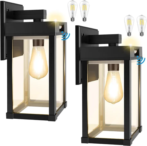 Vista 9 de Lámparas solares de pared para exteriores, 3 modos de iluminación y sensor de movimiento, luz solar para porche, 2 bombillas, aplique resistente al