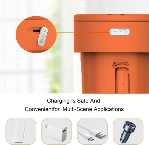 Vista 4 de Licuadora portátil, mini licuadora personal de 10 onzas para batidos, frutas y verduras con USB recargable, fácil de limpiar, adecuada para viajar