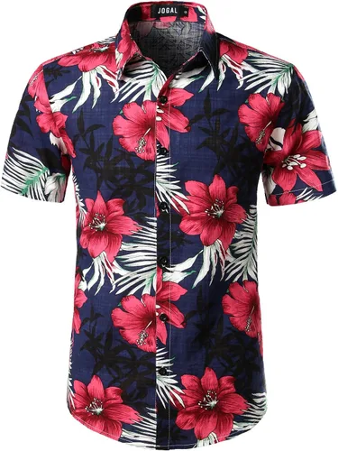 Vista 4 de Jogal - Camisa hawaiana de manga corta con botones para hombre