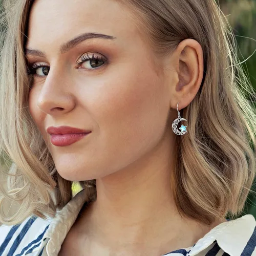 Vista 3 de Moon Dangle Earrings 925 Sterling Silver Crescent Moon Earrings for Women Birthday Festival Jewelry Gifts