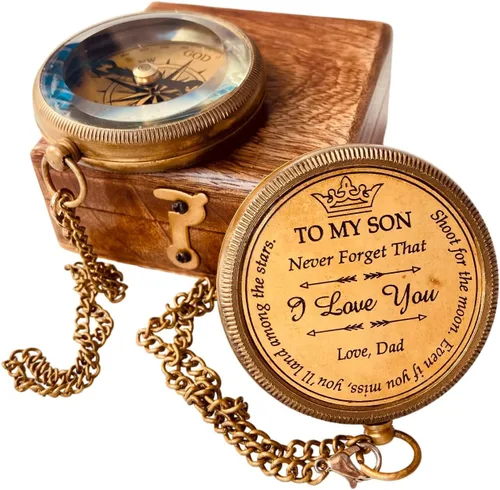 Vista 8 de Regalo para hijo de mamá y papá Brújula grabada de 5 cm - Regalos del padre al hijo, regalos de mamá al hijo para graduación 2025, bautizo
