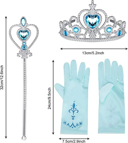 Vista 3 de SATINIOR Disfraz de princesa de piel con capucha de 4 piezas para niñas, disfraces de princesa, accesorios de fiesta