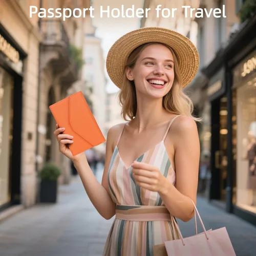 Vista 102 de Zoppen - Billetera de viaje con bloqueo RFID multiusos (Ver.4) Portatarjetas de pasaporte y vacunas, organizador de documentos de tres pliegues