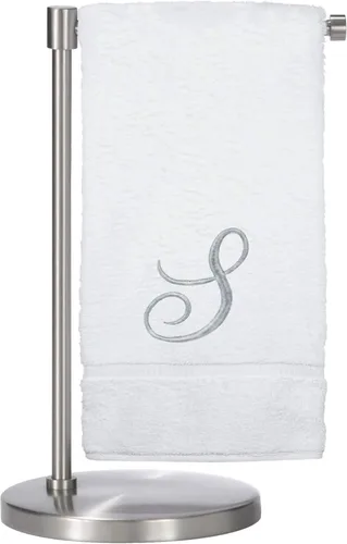 Vista 10 de Script R - Toalla de baño con monograma, regalo personalizado, 27 x 54 pulgadas, juego de 1 toalla bordada con texto dorado, 100% algodón turco Navy