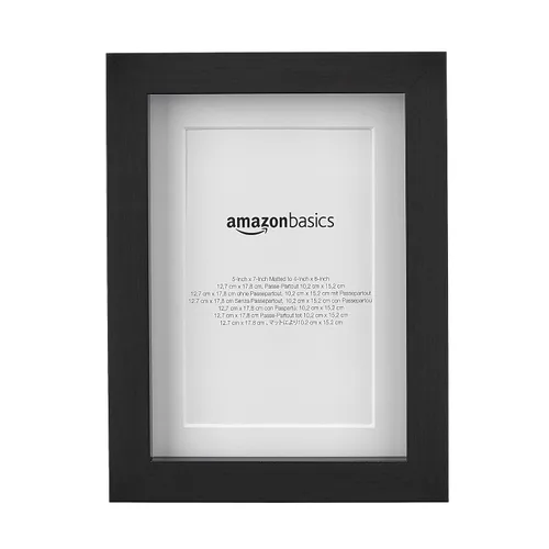 Vista 2 de Amazon Basics Marco de fotos rectangular de 5 x 7 pulgadas o 4 x 6 pulgadas con paspartú, paquete de 2, color negro