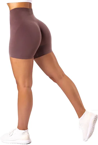 Vista 2 de Pantalones cortos de entrenamiento para mujer, sin costuras, cintura alta, amplifican el gimnasio, yoga, atléticos, pantalones cortos