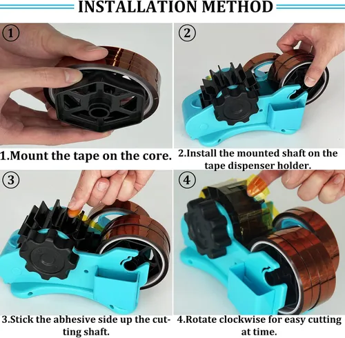 Vista 5 de Sublimación de cinta térmica azul, dispensador de cinta térmica de corte múltiple en rollo para cinta de transferencia de calor precortada, cinta
