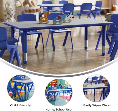 Vista 5 de Flash Furniture Mesa de actividades de plástico para niños, 47.25 x 23.6 Azul