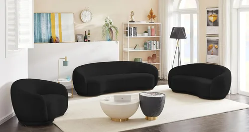Vista 14 de Meridian Furniture 693Black-S Hyde Collection Modern Sofá tapizado de tela Boucle contemporáneo, negro, 89.5 pulgadas de ancho x 38 pulgadas