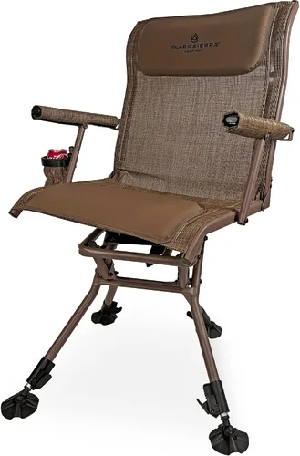 Vista 10 de Silla Giratoria de Caza Black Sierra XL – Asiento Ciego Silencioso de Servicio Pesado 360° que Soporta 300 libras, Reposabrazos Acolchados, Pies