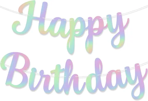 Vista 11 de KatchOn Cartel de feliz cumpleaños cursivo negro con purpurina, pre-encordado, 10 pies, cartel de feliz cumpleaños para mujeres, hombres, niños