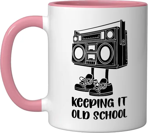 Vista 7 de Keeping It Old School 80s 90s Retro Cassette Radio Ceramic Mug, Orange/White