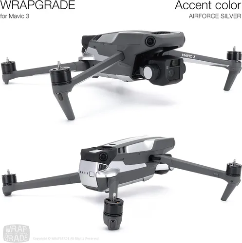 Vista 5 de WRAPGRADE Adhesivos parciales para DJI Mavic 3 / Mavic 3 Classic Accent Color (AIRFORCE SILVER)