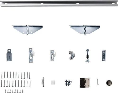 Vista 6 de BARNER HOME Puerta plegable, para abertura de 24"×80", panel plegable de puerta de 3 hojas de vidrio templado esmerilado con kit de herrajes
