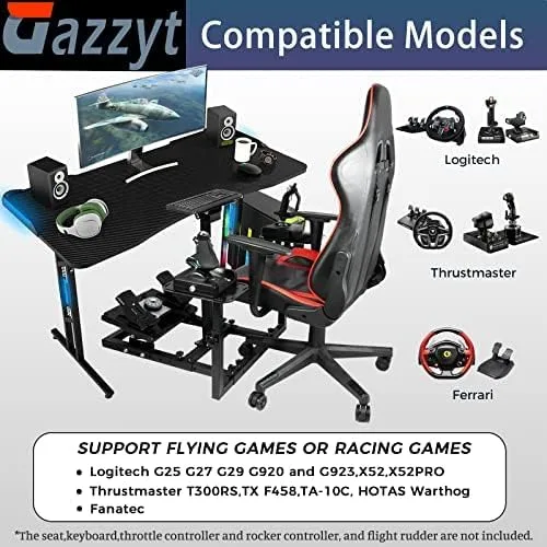 Vista 5 de Gazzyt Flight Racing Simulator Stand with Multiple Shift Panels Fit for Logitech G29 G920 G923,Thrustmaster X52 X56,Fanatec,Hotas Warthog,racing