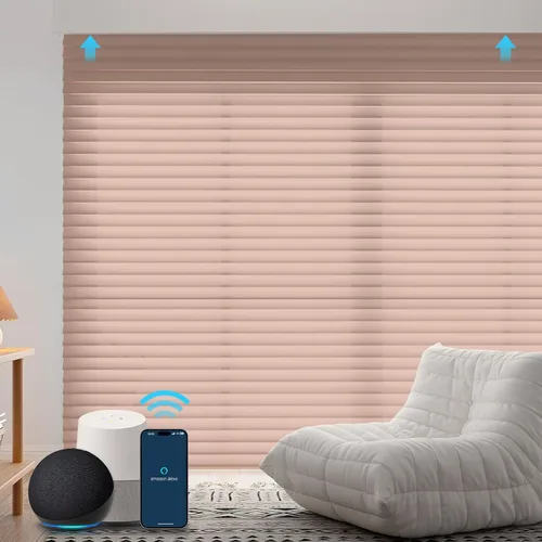 Vista 14 de ZSTARR Shangri-La Motorized - Persianas enrollables para ventana con filtro de luz, compatibles con control remoto Alexa Google, persianas