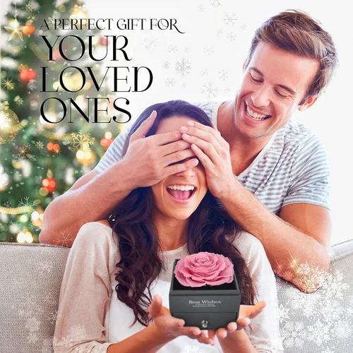Vista 3 de GLAMOUR BOUTIQUE Rosa real preservada en una caja de regalo con juego de regalo de flores encantadas, regalos para ella, regalo para mamá, hija
