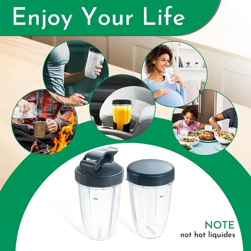 Vista 14 de Vasos de licuadora de repuesto para licuadora Nutribullet de 18 onzas con tapa, compatible con Nutribullet 600 W 900 W licuadora exprimidor